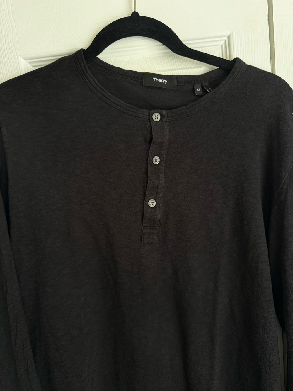 Theory Black Long-Sleeve Henley Shirt